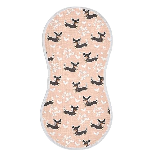Image of Muslin Baby Burp Cloths, Cute Dachshund Dog Muslin Baby Rags Comfy Soft Absorbent in for Newborn Boys and Girls 1 Piece 22 x 11 Inch