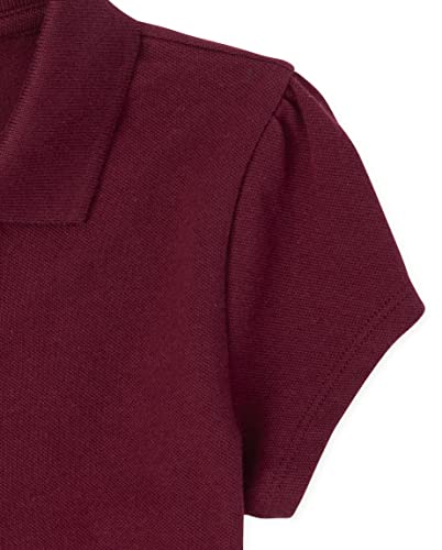 The Children's Place girls Short Sleeve Ruffle Pique Polo Shirt, Rubine, Medium US3