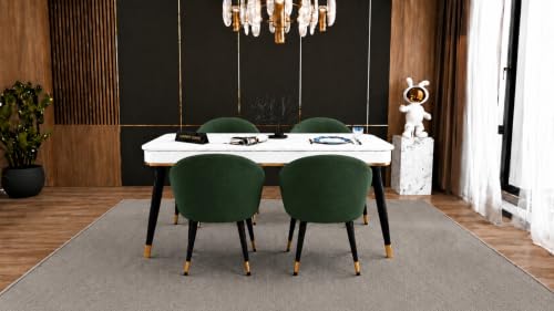 Image of WOODEN SPACE Majestic 4 Seater Wooden Dining Table Set | Urban Marble Top Dining Table with Chairs for Dining Room & Kitchen (Modern Classic Dark Green) (54 x 36 x 30 inch)