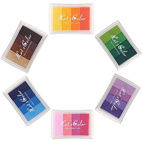 Pack of 6 Rainbow Colour Ink Pads Cover