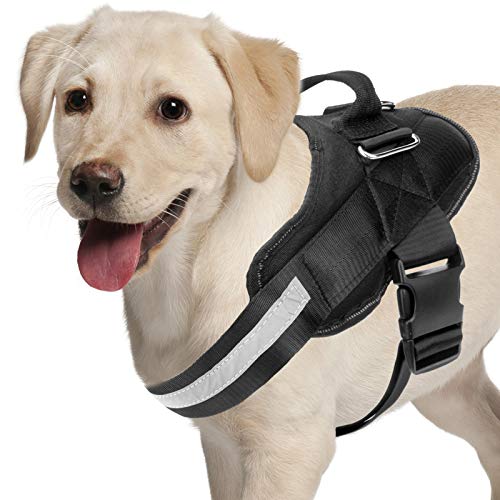 Adjustable Dog Harness, No Pull Dog Harness Outdoor Vest with Easy Control Handle, Hook and Front Reflective Straps - No More Pulling, Tugging or Choking for Small Medium Large Dogs