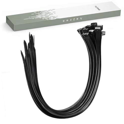 Black Cable Ties 300mm x 3.6mm 40 Pack PA66 Nylon Zip Ties UV Resistant Self Locking Tie Wraps with 18kg Tensile Strength Temperature Resistant -20C to +80C for Home Garden Office and DIY