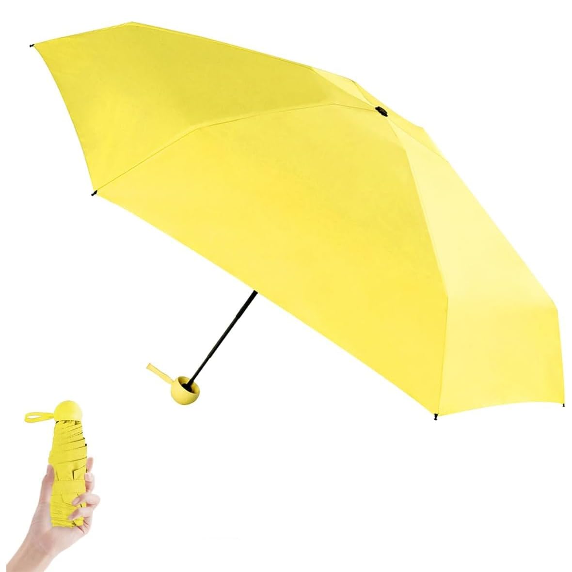 coku 38-inch Portable Mini Umbrella for Women, Men, Kids, Girls, Boys 3 Fold umbrella for Sun Protection & Rain Foldable & Lightweight Manual Open Umbrella for Travel (Yellow)-picture-43