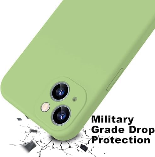 Image of DIZORO Compatible with iPhone 15 Camera Protection Case 6.1, Slim Liquid Silicone 3 Layers Full Covered Soft Gel Rubber Phone Case Protective Cover -Matcha