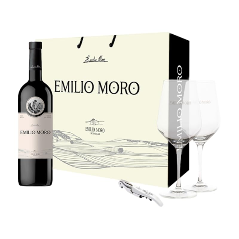 Emilio Moro - Vino Tinto Estuche El Brindis de Siempre | 2022 14,5% Vol | 100% Tempranillo Ribera del Duero | Incluye Copas y Sacacorchos | Regalo Clásico Gourmet