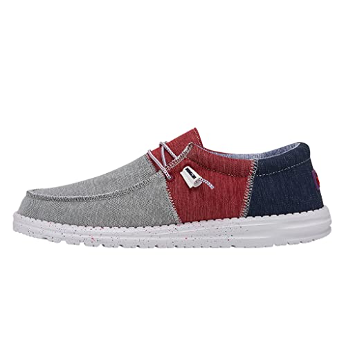 Image of HEYDUDE Men's Wally Sox Tri Fans Multiple Colors & Sizes | Men?s Shoes | Men's Lace Up Loafers | Comfortable & Light-Weight