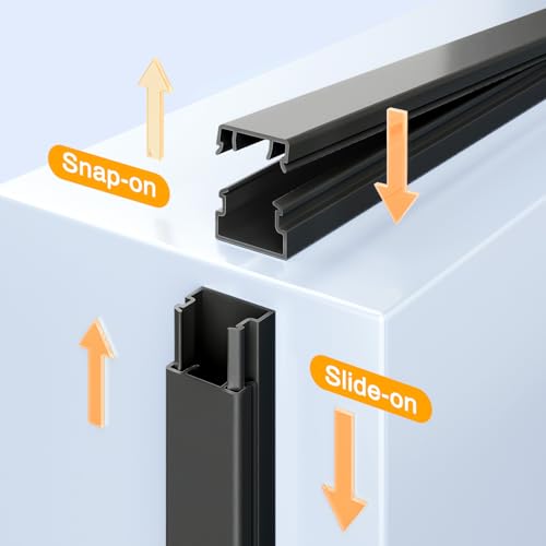 Delamu 157in Cord Covers for Wires on Wall, Cord Hider for 1 Cord, Paintable Cable Hider, Cable Management Wire Covers for Cords,W0.55 H0.4in, Black