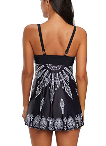 Image of Urban Virgin Womens Two Piece Tankini Sets Swimwear Spaghetti Printed Padded Tank Top Swimsuits for Women
