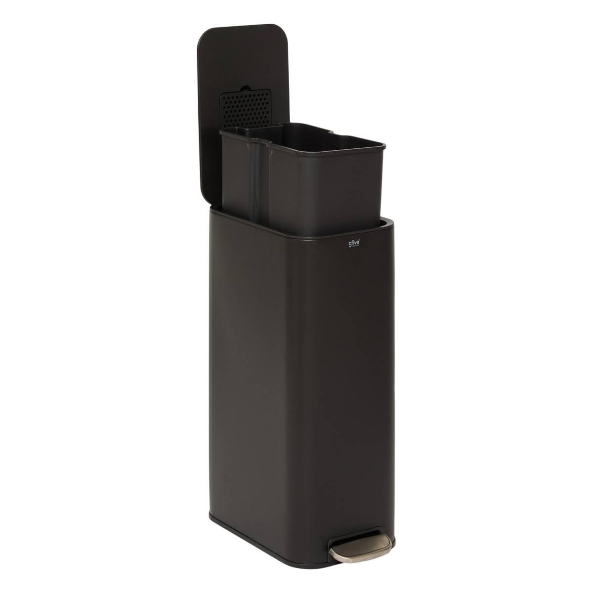 5five - poubelle slim rectangulaire à pédale delta 30l noir