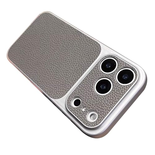 Étui en cuir iPhone 17 housse protection objectif motif litchi mince