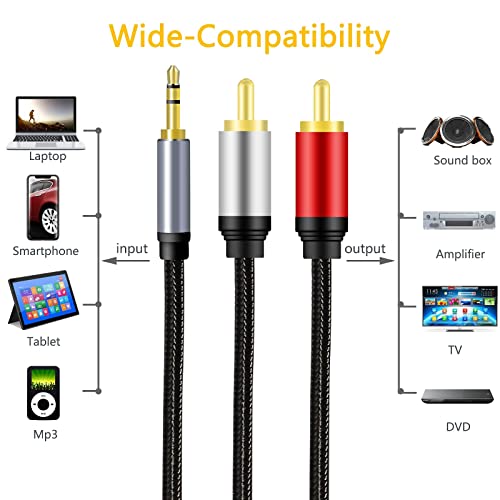 Cable de audio macho de 3,5 mm a 2RCA jack estéreo auxiliar para equipo de música 3