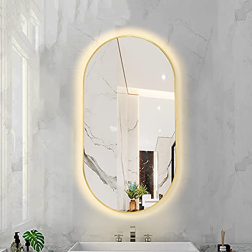 Miroir intelligent mural LED à luminosité variable avec cadre élégant en alliage d'aluminium