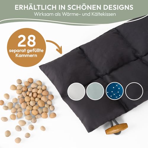 Blumtal Kirschkernkissen - Körnerkissen mit 100% Kirschkern-Füllung - Körnerkissen Mikrowelle mit OEKO-TEX zertifiziertem 100% Baumwoll-Bezug - Kissen Nacken - Wärmekissen Nacken Schulter - Anthrazit