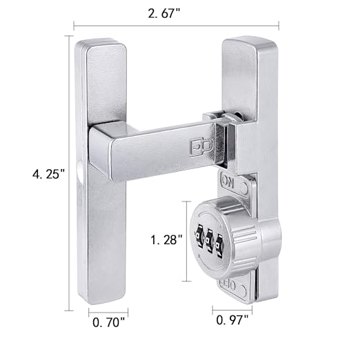 Image of INIRET 2 Packs Silvery 90 Degree Barn Door Lock,Mechanical Password Lock,Flip Latch with Combination,3 Digit Password Keyless,Protect Privacy,for Cabinets,Windows,Garden,Bathroom,and Sliding Door