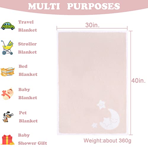 Image of BOBOYOYO Plush Baby Blankets for Girls Boys Newborn Soft Fuzzy Warm Swaddle Receiving Blanket Elephant Toddler Blanker for Crib Stroller Infant Nursery (Pink Moon Star, 30 x 40 Inch)
