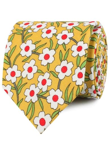 Image of OTAA Floral Necktie Casual Ties for Men - Perfect Neck Tie for Groomsmen Wedding Ties or Formal Occasions
