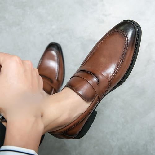 Black Men Loafers Soft Moccasins Genuine Leather Shoes Men Business Office Dress Shoes2