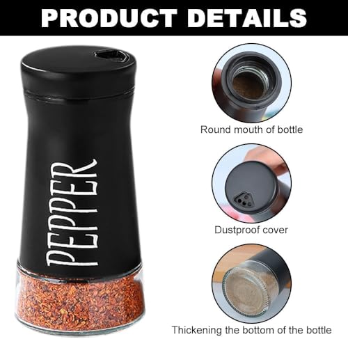 Image of Afrodite Salt and Pepper Shakers Set, Stainless Steel Salt and Pepper Sprinkler for Restaurant with Glass Bottom, Spice Dispenser Ideal for Himalayan, Kosher, Black and White Pepper (Black + White)