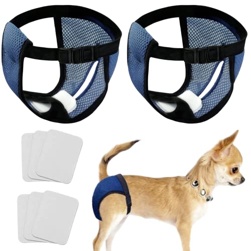 Image of Every Pet Reusable Diapers with 3 Replace Diaper,Breathable Mesh Washable Dogs Sanitary Pads,Menstruation Diapers Panties Adjustable Sanitary Briefs For Small Medium and Large Dogs(2PCS Blue,Medium)