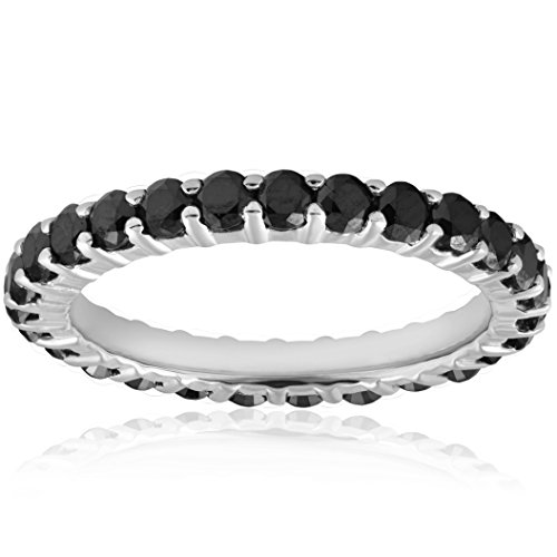 1 1/2ct Black Diamond Eternity Ring 14K White Gold