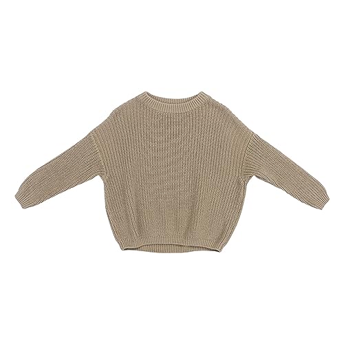 Baby Boys Girls Knit Sweater Long Sleeve Crewneck Loose Pullover Top Winter Thermal Warm Solid Sweatshirt