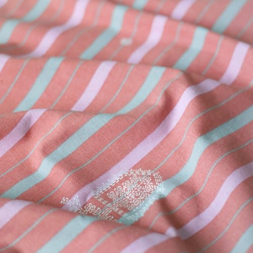 Image of Tranquebar Curtain Co. Window Curtains 5 Feet, 60-65% Room Darkening,Pink Rabah, Cotton Curtains for Window, Cotton Curtains 5 Feet Long Set of 2, BackTab Loops,Rabah(152 cm) - Set of 2