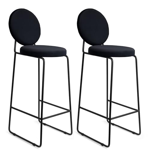 FERRO modern design Loft Style - Juego de 2 taburetes de bar con respaldo (metal, 101 cm, asiento y...