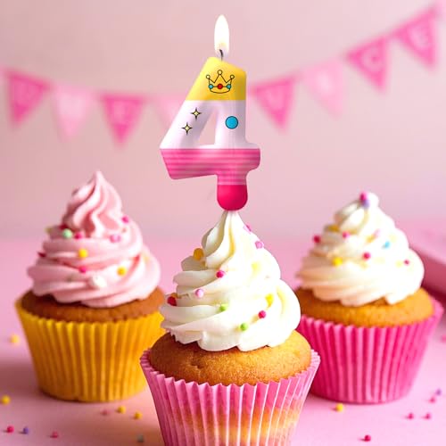 Image of Pink Cartoon Birthday Candles, Number 3 Candle Pink Themed Birthday Party Supplies, 2.4 inch Birthday Candles for Cake Topper Party Decorations, Birthday Decorations for Boys Girls (Number 3)