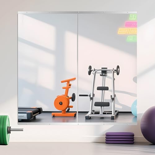 Image of Ruomeng Home Gym Mirror, 55''x30''x2PCS Full Length, Large Frameless Body Mirror Tempered Glass for Gym, Workout, Yoga, Garage, Dance Studio