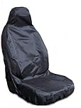 rhinos autostyling FOR FORD TRANSIT MK4 MK5 MK6 MK7 MK8 - Single Heavy Duty Driver Captain Passenger Van Car Seat Cover Protector Waterproof - BLACK - 1 x Front