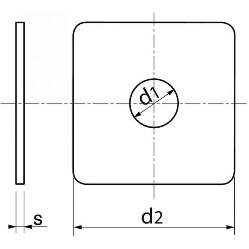 100 rondelle quadrate per costruzioni in legno, 10 mm, DIN 436, UNI 6596, in acciaio inox A2, D-Work