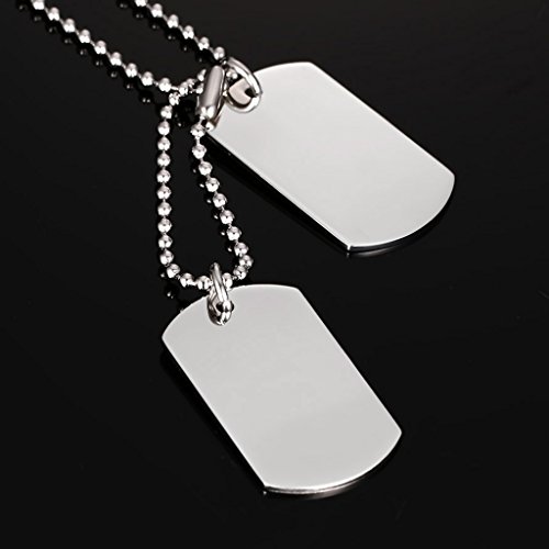 gazechimp Prata Dog Tag Mens Aço Inoxidável Pingente Bola Talão Colar De Corrente