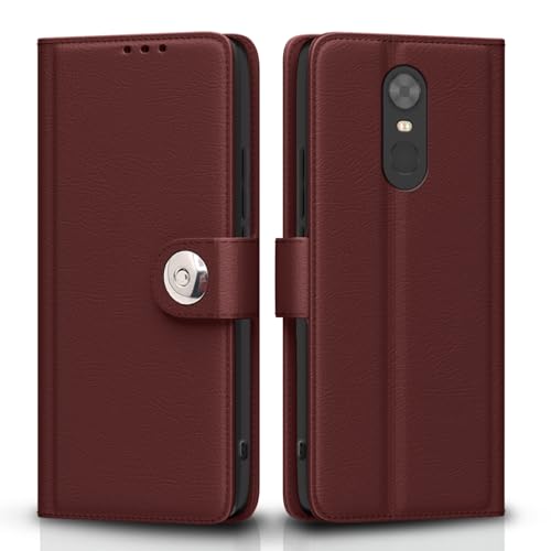 Image of Pikkme Flip Cover Leather Finish | Inside TPU with Card Pockets | Wallet Stand and Shock Proof | Complete Protection Button Flip Case for Redmi Note 5 (Brown)