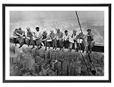 Générique Tableau Ouvriers New York noir et blanc 70 x 50 cm avec cadre en bois noir inclus   Affiche décoration vintage noir et blanc