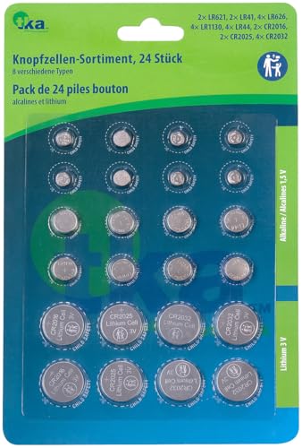 tka Köbele Akkutechnik Uhrenbatterien: 24er-Set Knopfzellen mit 8 gängigen Knopfzellen-Typen (Uhrenbatterien, Knopfbatterien für Uhren, Batterien für Armbanduhren)