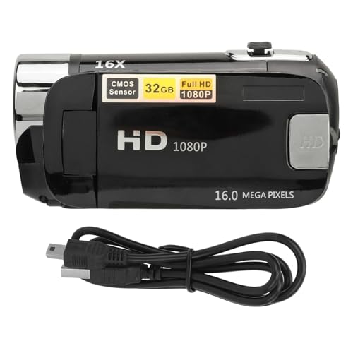 Cámara Digital D90 1080P 16MP, videocámara con Pantalla giratoria de 2,4 Pulgadas, grabadora vídeo HD Zoom 16X y luz Relleno Vlogs(2214230150511)