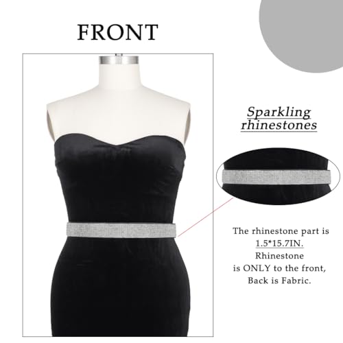 Abien Plus Size Rhinestone Belt for Women Black Rhinestone Stretch Belt Crystal Waist Belt for Dresses3