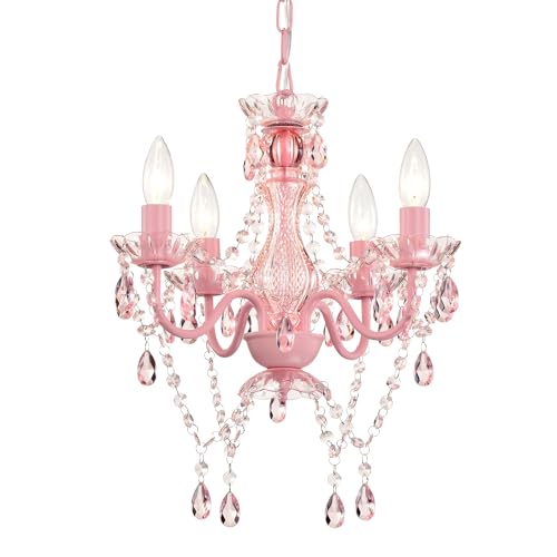 Alighting Pink Chandelier 4-Light Small Acrylic Ceiling Light