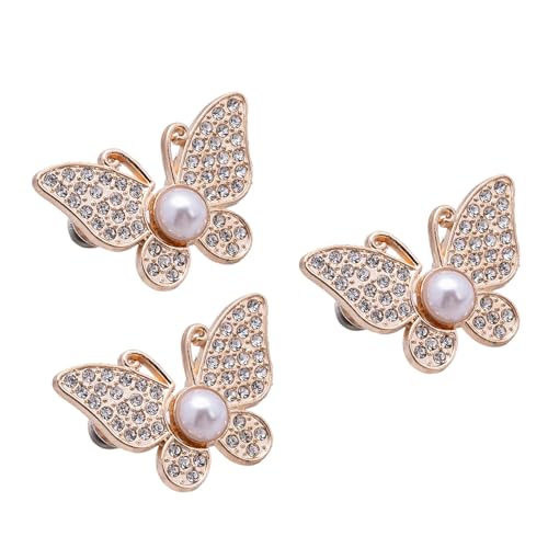 3PCSラインストーンバタフライウエストクリップファスナージーンズパンツ締め剤ピン女性 ウエストシンチングアクセサリー