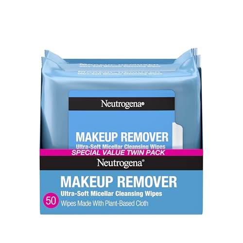 Neutrogena Makeup Remover Wipes Micellar Alcohol-Free Face Towelettes Remove Waterproof
