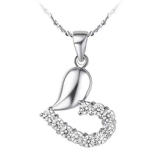 Naszyjnik 925 Sterling Silver Set Serce Wisiorek Wisiorek Inkrustowany Kamień