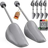 Incutex 4 Paar Schuhformer variabel Gr. 38-44, Schuhspanner Schuhdehner Schuhstrecker aus Kunststoff mit Metall-Spiralfeder für Damen und Herren, grau