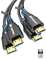 Cratree HDMI Cables 10FT 2Pack- Certified 8K Ultra High Speed HDMI Braided Cable 48Gbps,8K 60hz,4K 120hz,eARC,HDCP 2.2-2.3 - Compatible for HDTV/PS5/Blu-ray/RTX 3080 3090