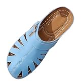Genérico zapatos verano mujer,sandalias cuña mujer,Pantuflas de con punta redonda, gruesa, huecas, con clip y tacón inclinado y gruesa Zapatillas Estar Por Niño Invierno (Sky Blue, 36)