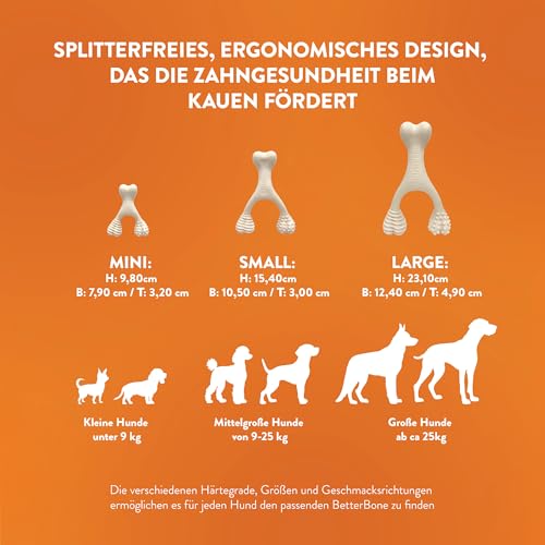 BetterBone - Hundespielzeug zum Kauen - Small Hard Beef - Kauknochen Hund Nylon- & GMO-frei auf Zellulosebasis - Kauspielzeug extra hart mit Rindfleischgeschmack - Kauholz Splitterfrei & langlebig