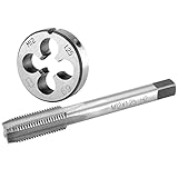 Burkit M12 X 1.25 Tap and Die Set Right Hand, M12 x 1.25 Machine Thread Tap and Round Die