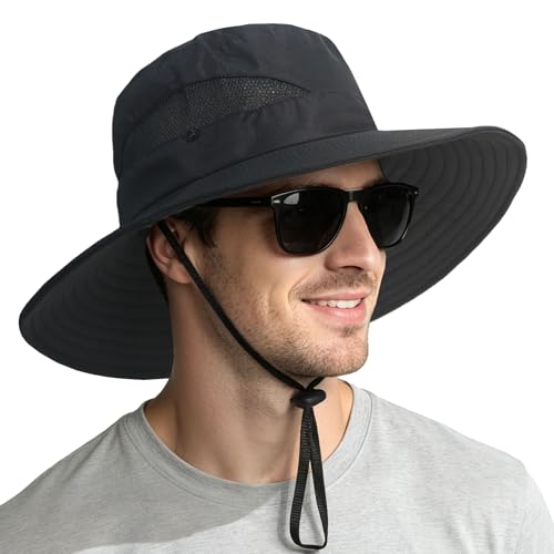 Image of NPQQUAN Sun Hats for Men Women Wide Brim UPF 50+ UV Protection Bucket Hat Safari Hiking Fishing Hats