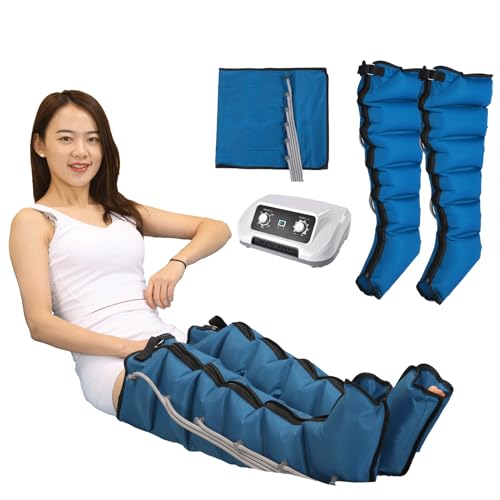 LESBJFDM Botas de Presoterapia para Masajeador de Piernas y Abdomen - Equipo Completo para Casa, 6 Cámaras, Terapia de Compresión para Linfedema y Venas