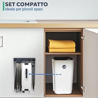 zig zagle set di mocio piatto e secchio, lavapavimenti pure water system, separazione scqua sporca e pulita, ultra igienico pulizia facile, mocio piatto microfibra, autopulente, secchio strizzatore