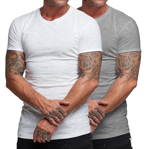 elselect Pacote com 2 camisetas masculinas de bambu, manga curta, clássica, ultramacia, gola redonda